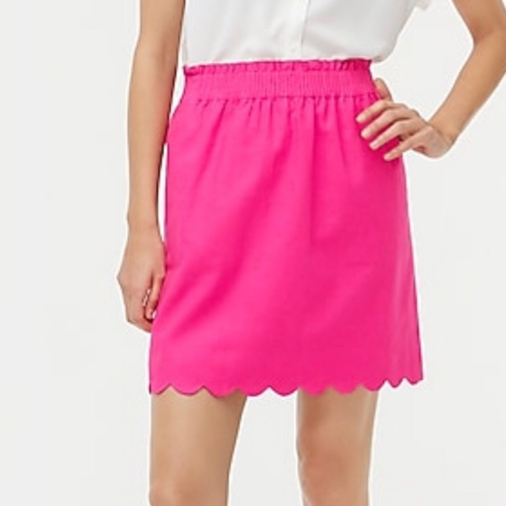 Brand New J. Crew Scalloped Linen Skirt in Pink